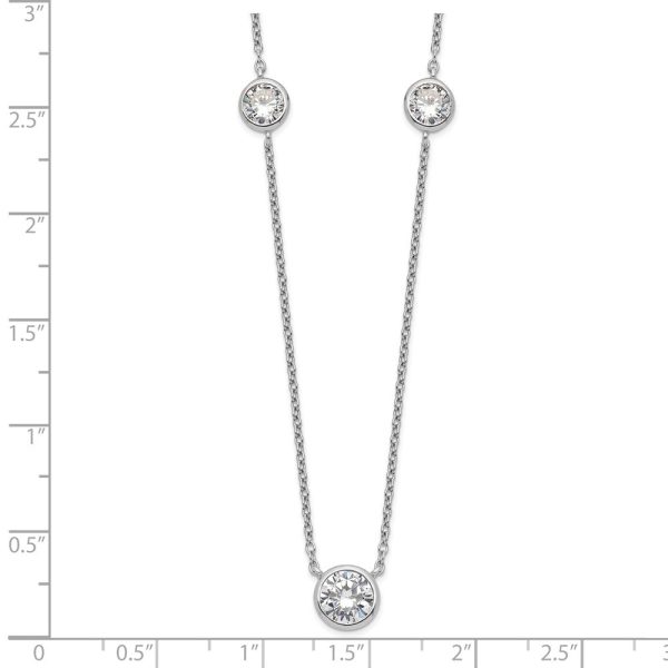 Sterling Silver Cubic Zirconia 18-inch 3-Station Necklace Fashion