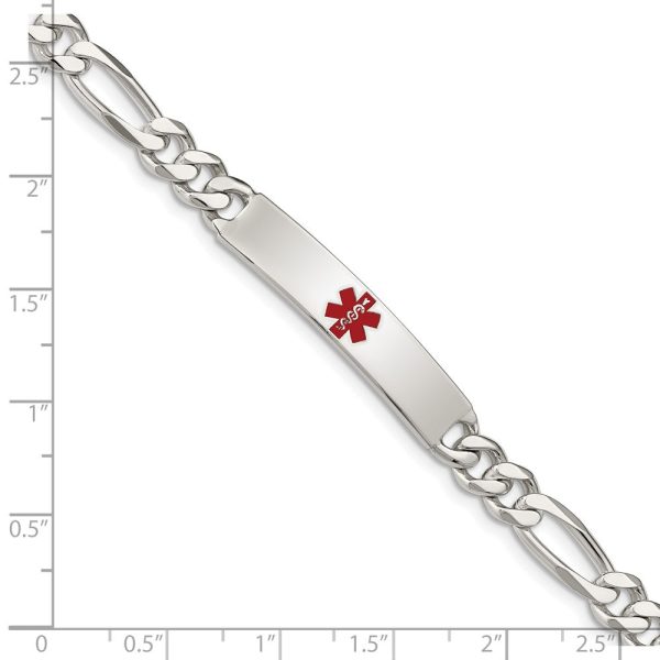 Sterling Silver 8.5-inch 6.5MM Medical Figaro ID Bracelet Online now