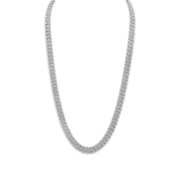 Luxe Layers 1 CTW Diamond Cuban Link 24-inch Chain in Rhodium Plated Sterling Silver Online Sale