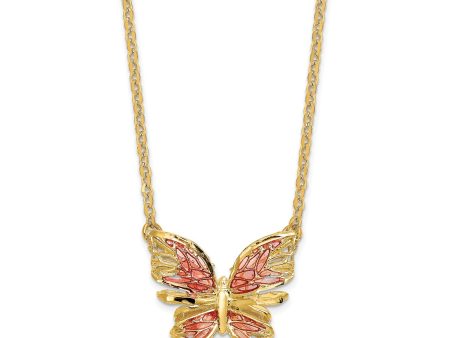 14KT Yellow Gold 18-inch Butterfly Necklace For Cheap