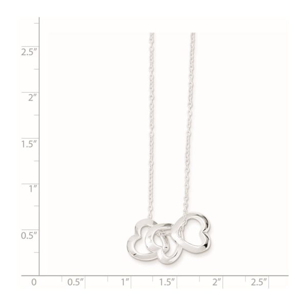 Triple Heart Sterling Silver 18-inch Lobster Necklace For Cheap