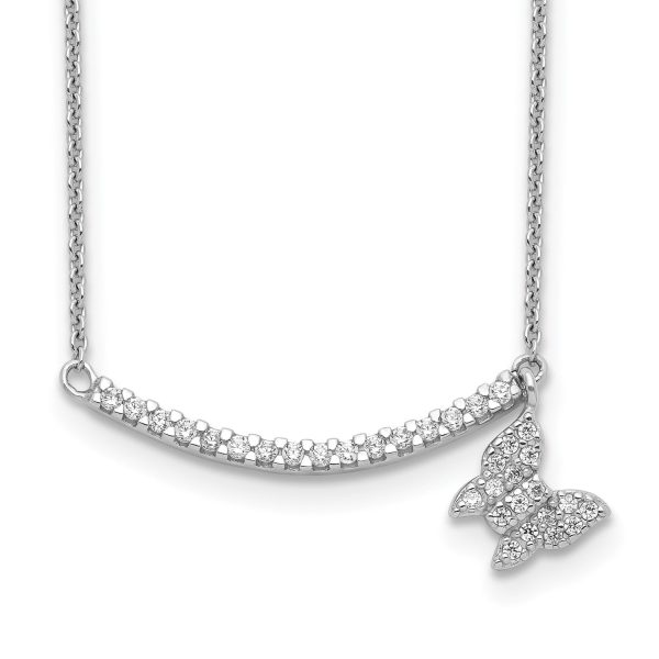 Sterling Silver Cubic Zirconia 17.5-inch Butterfly Necklace Hot on Sale