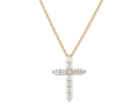 EcoLove 10KT Yellow Gold 1 2 CTW Lab Grown Diamond 18-inch Cross Pendant For Discount