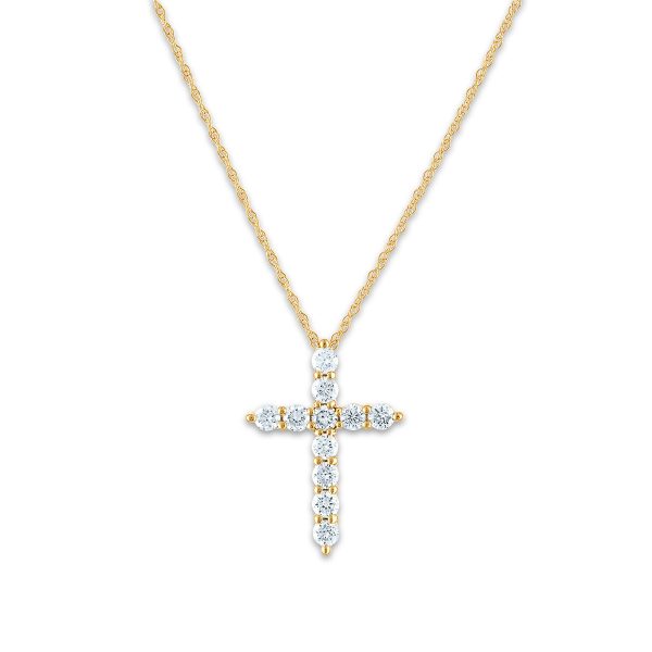 EcoLove 10KT Yellow Gold 1 2 CTW Lab Grown Diamond 18-inch Cross Pendant For Discount