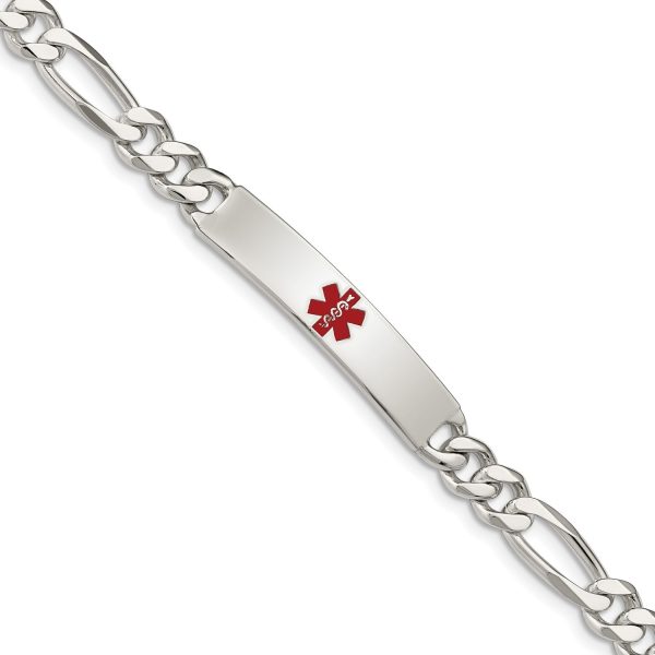 Sterling Silver 8.5-inch 6.5MM Medical Figaro ID Bracelet Online now