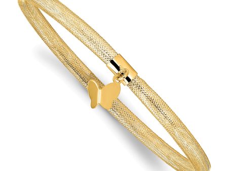 14KT Yellow Gold 3.75MM Stretch Butterfly Bracelet For Cheap