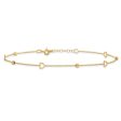 14KT Yellow Gold 10-inch Diamond-cut Heart Anklet Online