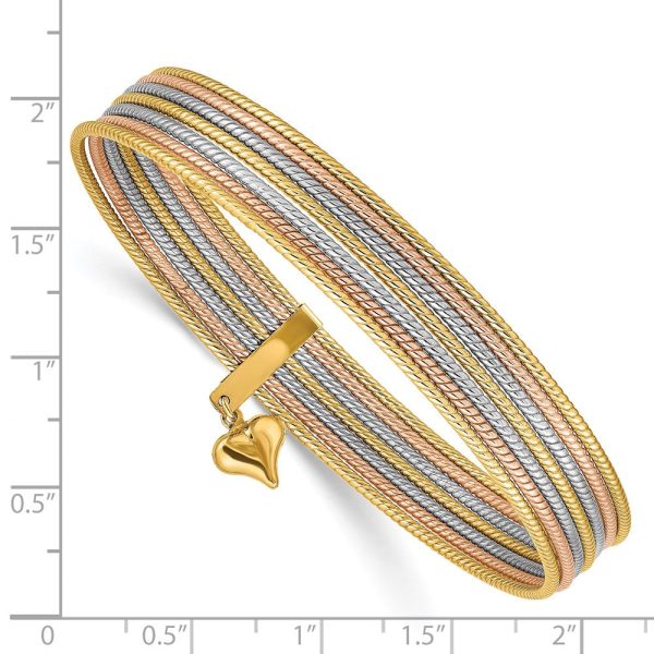 14KT Gold Tri-Color 8-inch 1MM Bangle Seminario Bracelet Hot on Sale