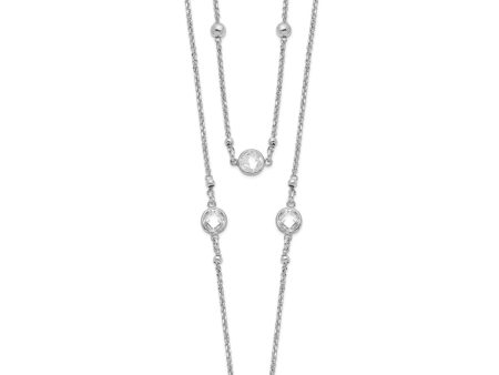 Sterling Silver Cubic Zirconia 17-inch Fashion 2-Strand Necklace Online Hot Sale