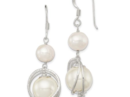 Sterling Silver Pearl and Shell Pearl 44X12MM Drop & Dangle Earrings For Cheap