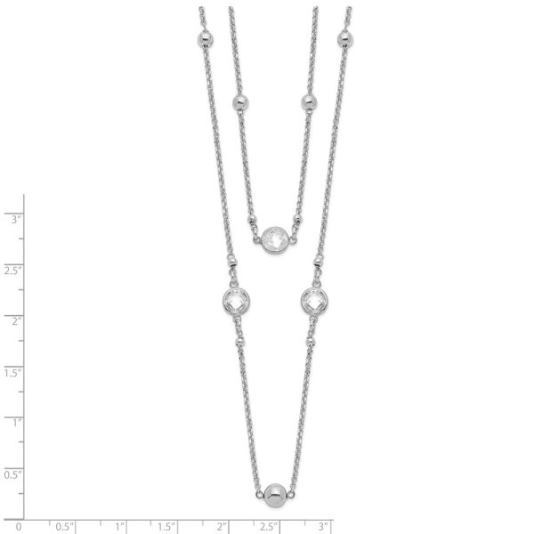 Sterling Silver Cubic Zirconia 17-inch Fashion 2-Strand Necklace Online Hot Sale