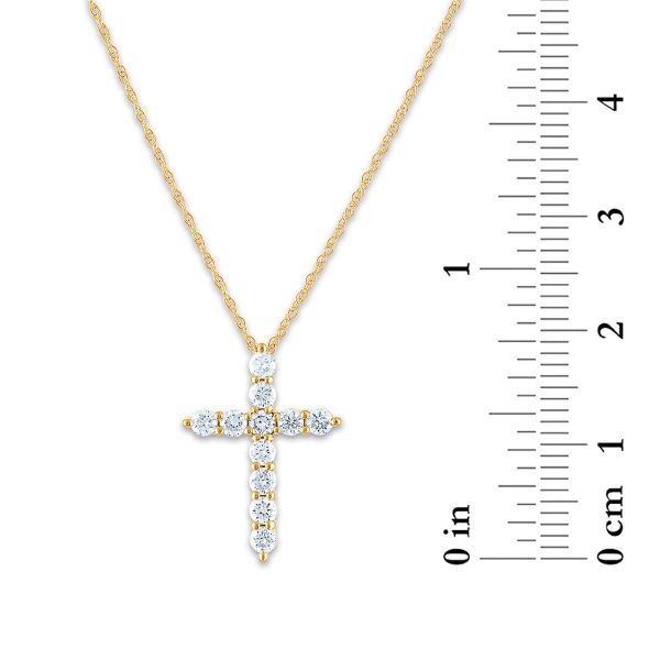 EcoLove 10KT Yellow Gold 1 2 CTW Lab Grown Diamond 18-inch Cross Pendant For Discount