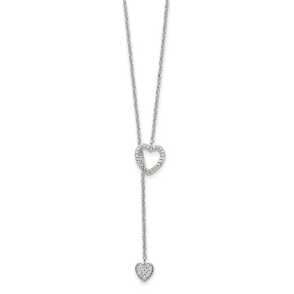 Heart String Sterling Silver Cubic Zirconia Heart Necklace Online now