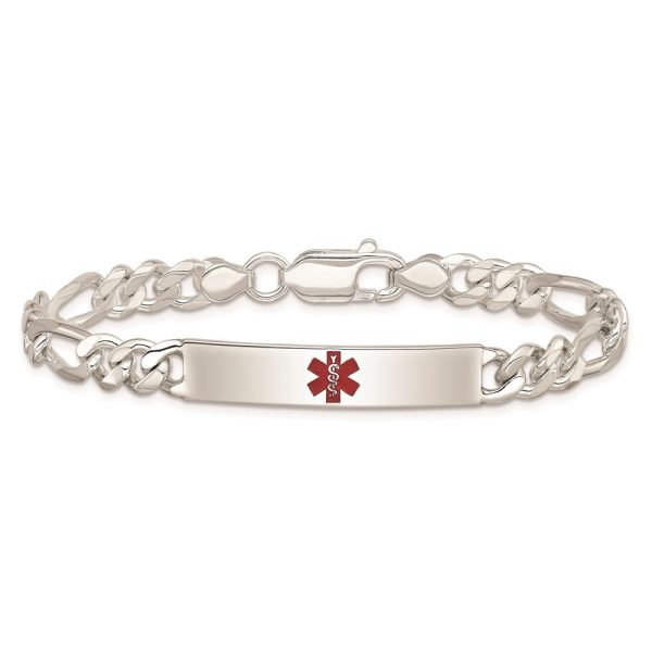 Sterling Silver 8.5-inch 6.5MM Medical Figaro ID Bracelet Online now