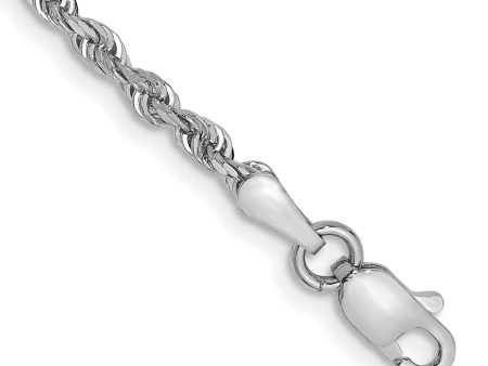 10KT White Gold 8-inch 2.25MM Diamond-cut Rope Bracelet For Sale