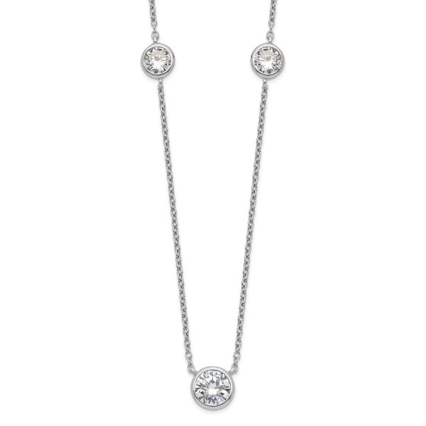 Sterling Silver Cubic Zirconia 18-inch 3-Station Necklace Fashion