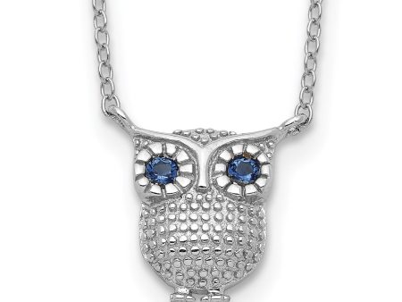 Sterling Silver Blue Sapphire 16-inch Owl Necklace Supply