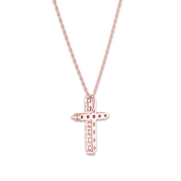 EcoLove 10KT Rose Gold 1 2 CTW Lab Grown Diamond 18-inch Cross Pendant Hot on Sale