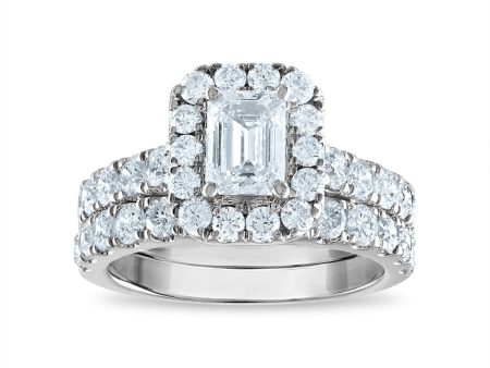 Signature EcoLove Diamond Dreams 3 CTW Lab Grown Diamond Halo Bridal Set in 14KT White Gold Online