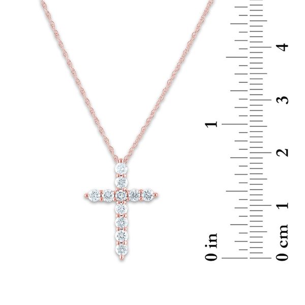 EcoLove 10KT Rose Gold 1 2 CTW Lab Grown Diamond 18-inch Cross Pendant Hot on Sale