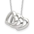 Triple Heart Sterling Silver 18-inch Lobster Necklace For Cheap