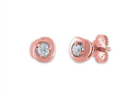 1 10 CTW Diamond Stud Love Knot Earrings in 10KT Rose Gold Online now