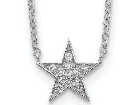 Sterling Silver Cubic Zirconia 18-inch Star Necklace on Sale