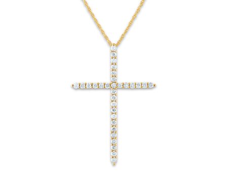 EcoLove 14KT Yellow Gold 1 2 CTW Lab Grown Diamond 18-inch Cross Pendant For Sale