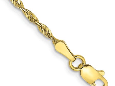 10KT Yellow Gold 7-inch 2MM Lobster Clasp Diamond-cut Rope Extra-Light Bracelet on Sale