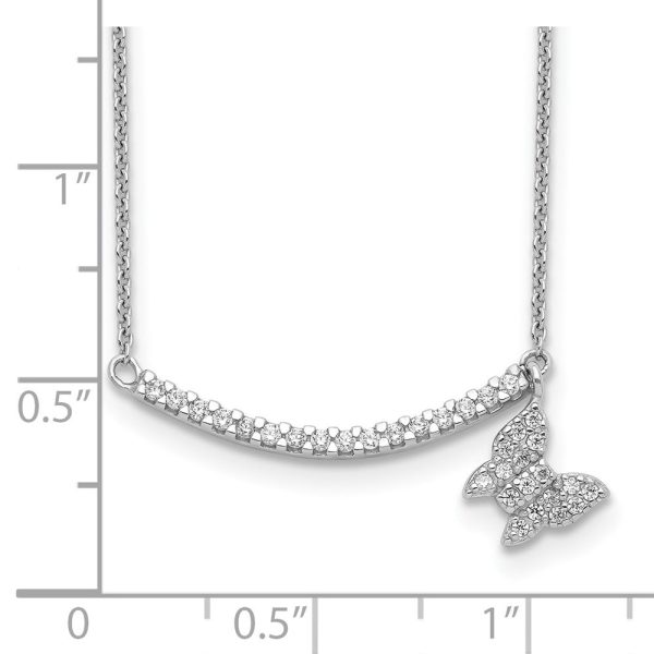 Sterling Silver Cubic Zirconia 17.5-inch Butterfly Necklace Hot on Sale