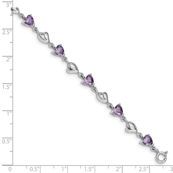 Sterling Silver 5MM Heart Shape Crystal 7.5-inch Bracelet For Cheap