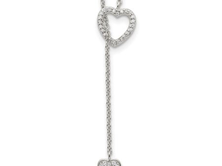 Heart String Sterling Silver Cubic Zirconia Heart Necklace Online now