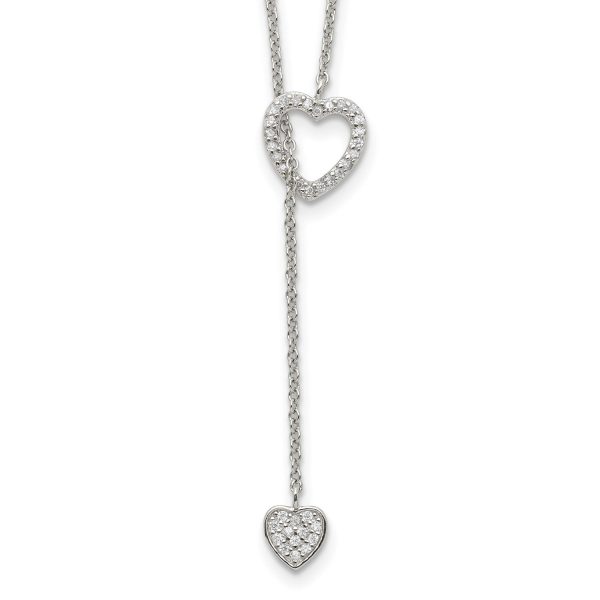 Heart String Sterling Silver Cubic Zirconia Heart Necklace Online now