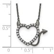 Black Ruthenium Plated Sterling Silver Cubic Zirconia 16-inch Heart Devil Necklace For Discount