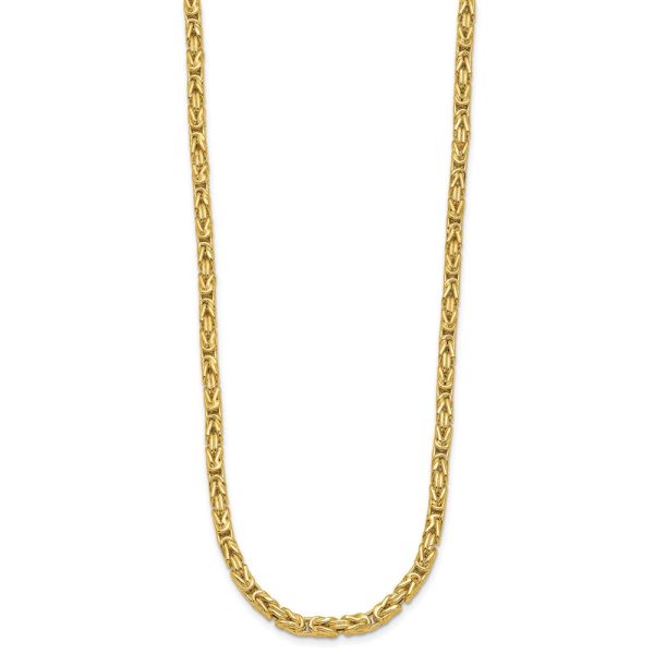 14KT Yellow Gold 18-inch 3.5MM Byzantine Link Necklace Hot on Sale