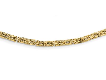 14KT Yellow Gold 18-inch 3.5MM Byzantine Link Necklace Hot on Sale