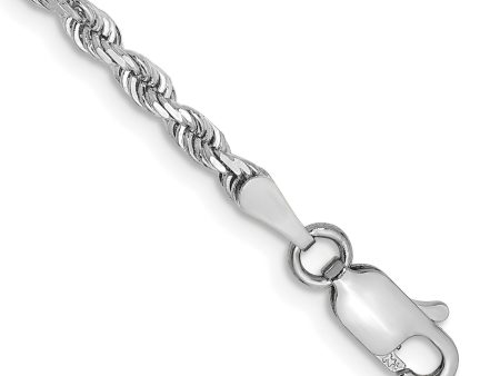 10KT White Gold 8-inch 2.75MM Diamond-cut Rope Bracelet Sale