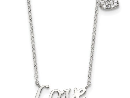 Heart & Love Sterling Silver Cubic Zirconia 18-inch Heart Necklace on Sale