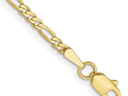 10KT Yellow Gold 7-inch 2.2MM Lobster Clasp Figaro Bracelet Online now