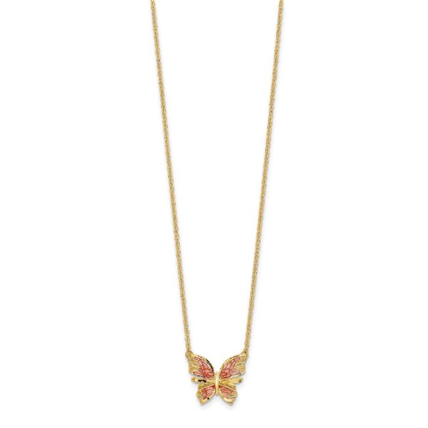 14KT Yellow Gold 18-inch Butterfly Necklace For Cheap