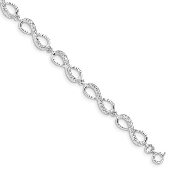 Sterling Silver Cubic Zirconia 7-inch Infinity Bracelet Online Sale