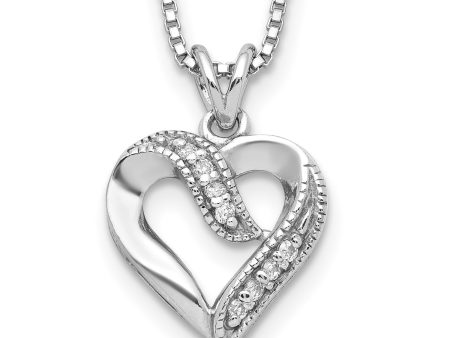 Sterling Silver Cubic Zirconia 16-inch Heart Necklace on Sale