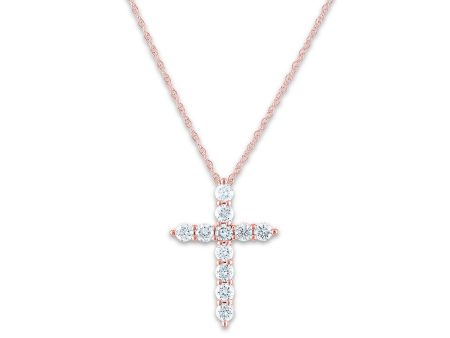 EcoLove 10KT Rose Gold 1 2 CTW Lab Grown Diamond 18-inch Cross Pendant Hot on Sale