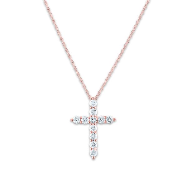 EcoLove 10KT Rose Gold 1 2 CTW Lab Grown Diamond 18-inch Cross Pendant Hot on Sale