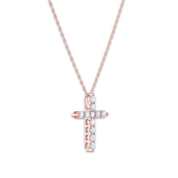 EcoLove 10KT Rose Gold 1 2 CTW Lab Grown Diamond 18-inch Cross Pendant Hot on Sale