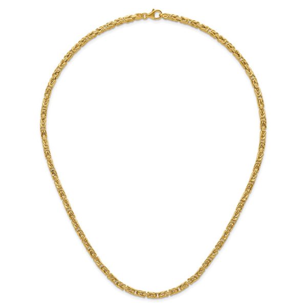 14KT Yellow Gold 18-inch 3.5MM Byzantine Link Necklace Hot on Sale