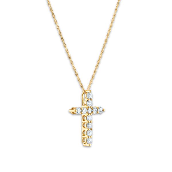 EcoLove 10KT Yellow Gold 1 2 CTW Lab Grown Diamond 18-inch Cross Pendant For Discount