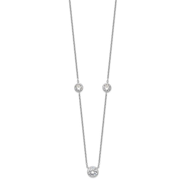 Sterling Silver Cubic Zirconia 18-inch 3-Station Necklace Fashion