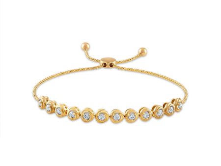 1 2 CTW Diamond Bolo Love Knot Bracelet in 10KT Yellow Gold Hot on Sale