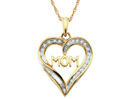 1 10 CTW Diamond Mom 18-inch Pendant in 10KT Yellow Gold For Cheap